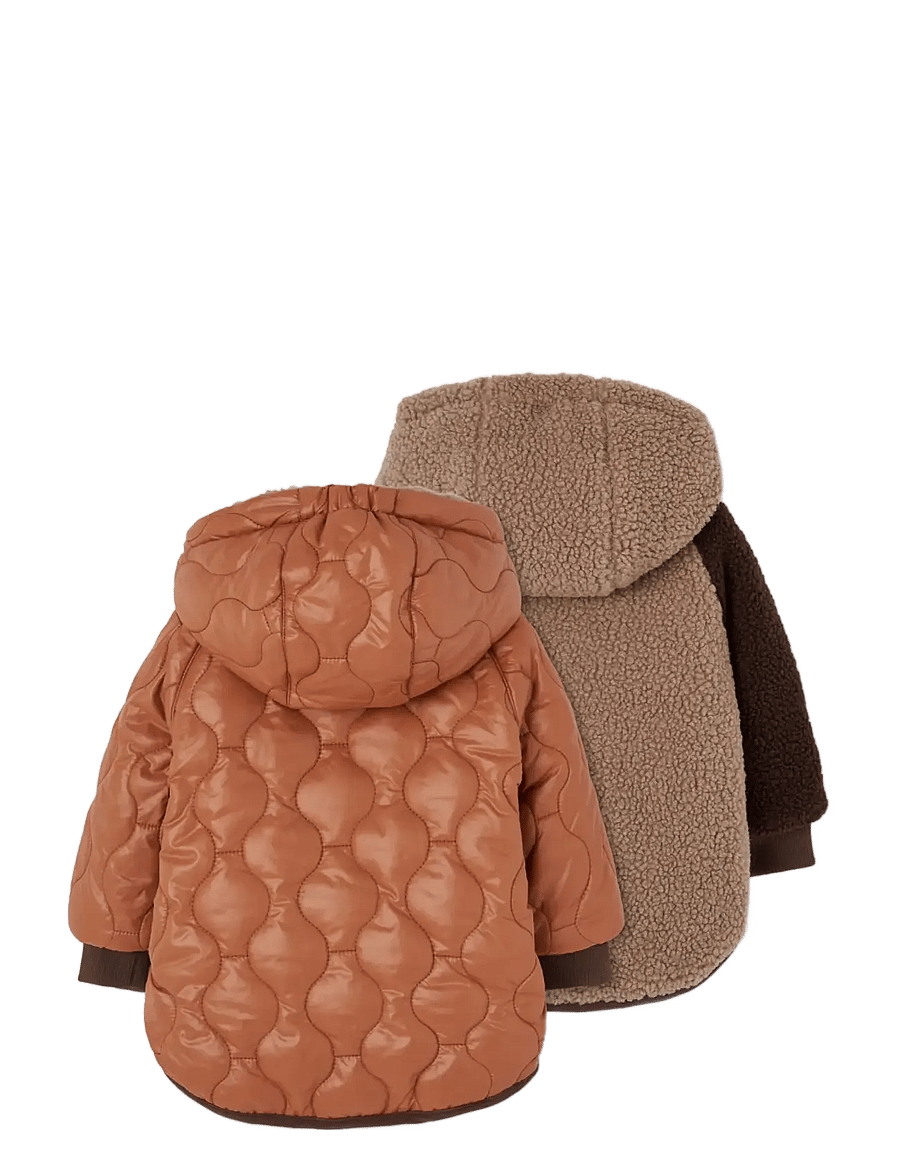 Boboli - Reversible technical fabric parka for boy - fleecejackor - chestnuts - 1