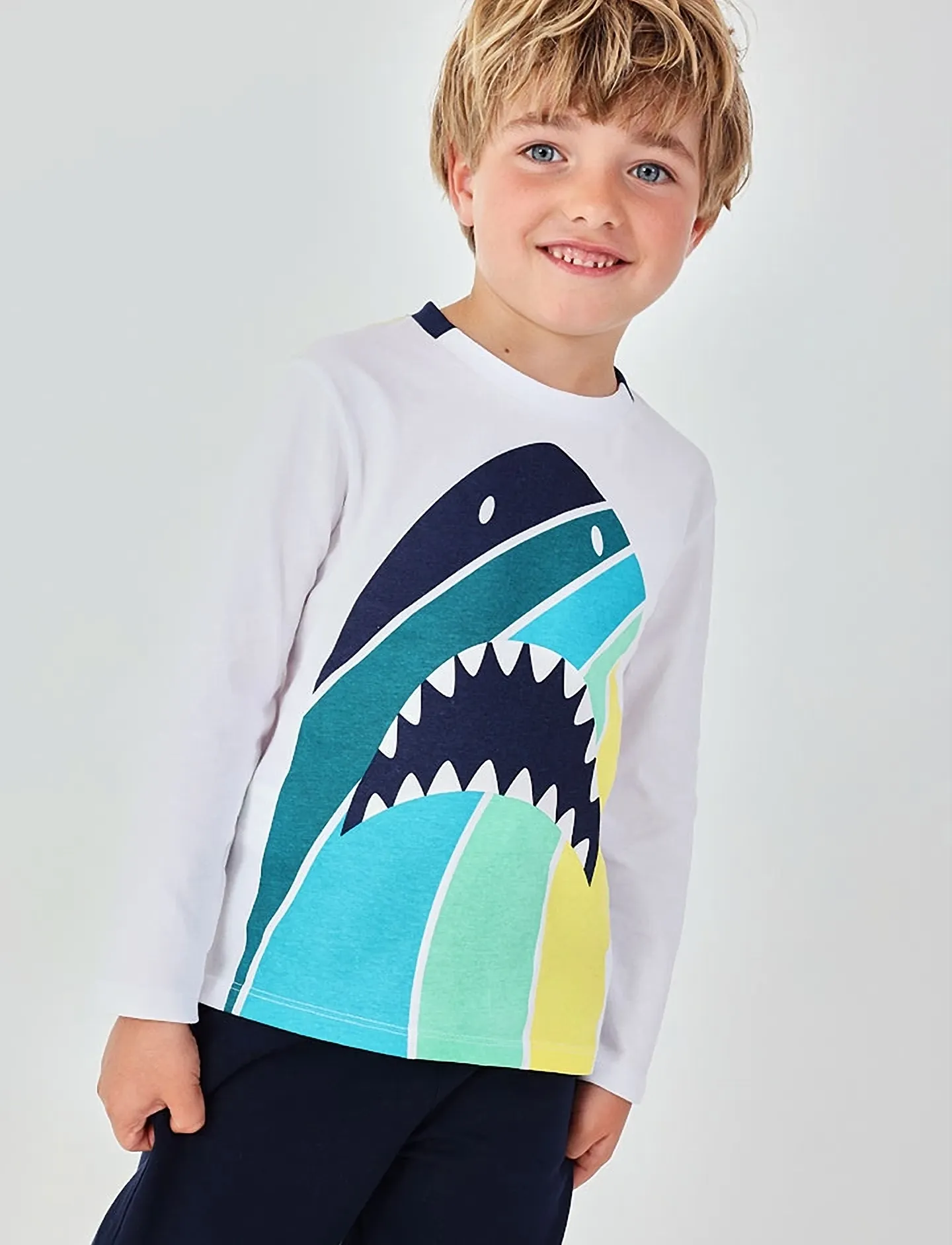 Boboli Knit t-Shirt long sleeves for boy -BCI - Oberteile - WHITE / white