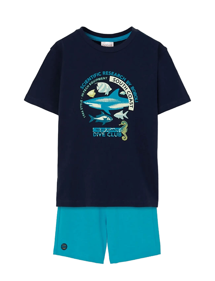 Boboli - Set knit for boy -BCI - lühikeste varrukatega t-särkide komplektid - navy - 0