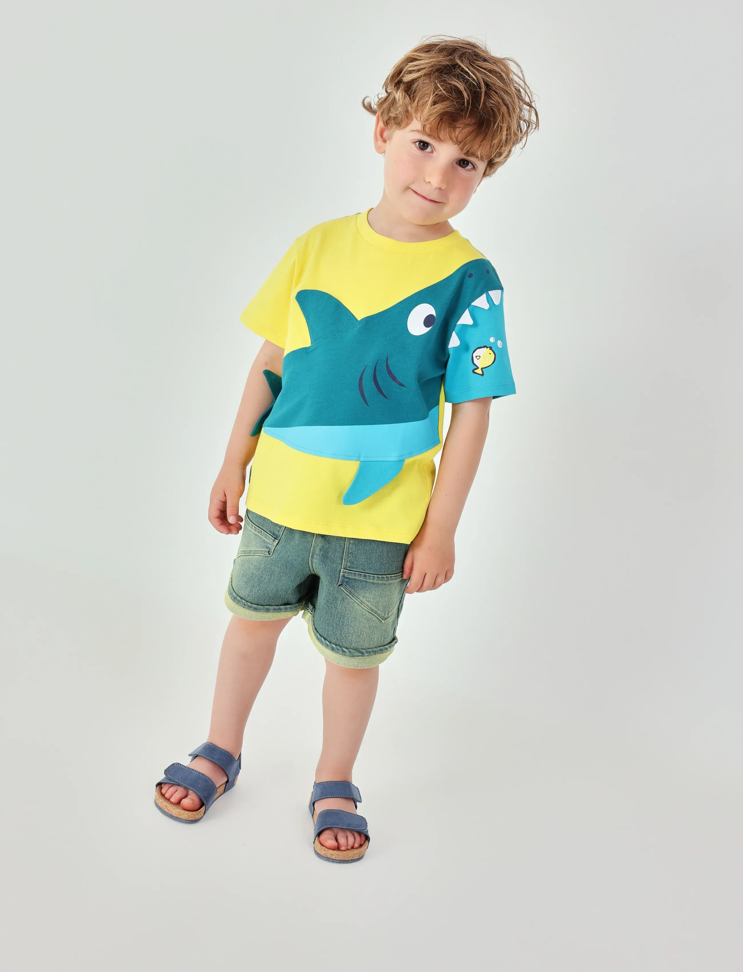 Boboli Knit t-Shirt for boy -BCI - T-shirts - GRAPEFRUIT / yellow