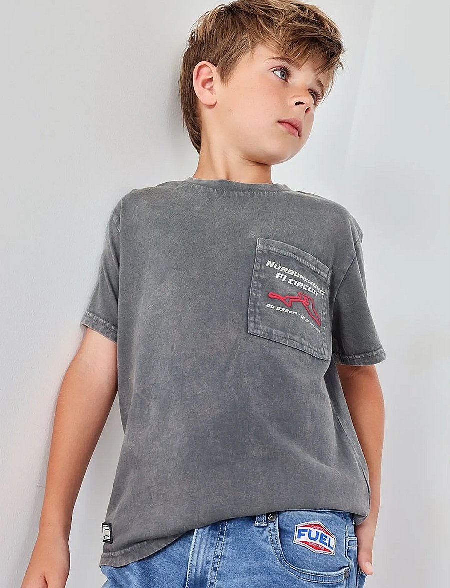 Boboli - Knit t-Shirt short sleeves for boy -BCI - kortärmade t-shirts - anthracite - 0