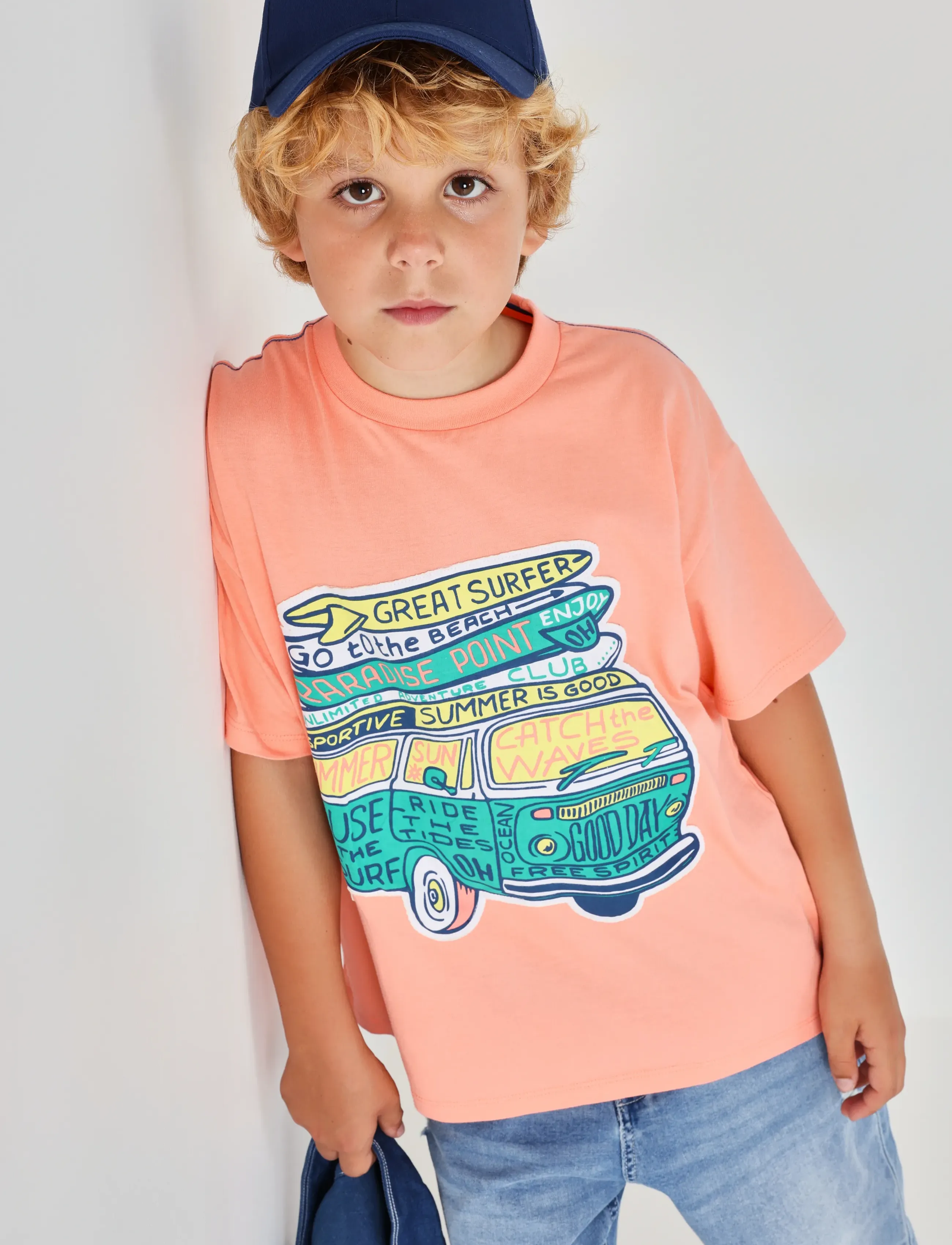 Boboli Knit t-Shirt dye for boy -BCI - Hauts - GAMBA / orange