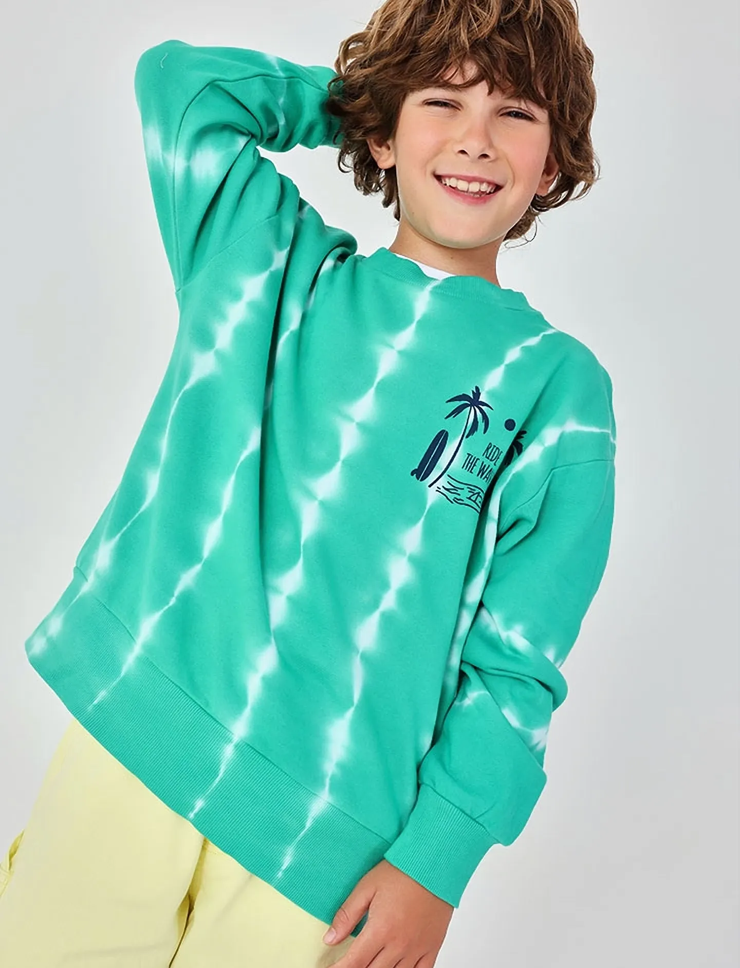 Boboli Fleece Sweatshirt Dye For Boy -Bci, 92, Green, Sweatshirts & Hættetrøjer > Sweatshirts, Børn