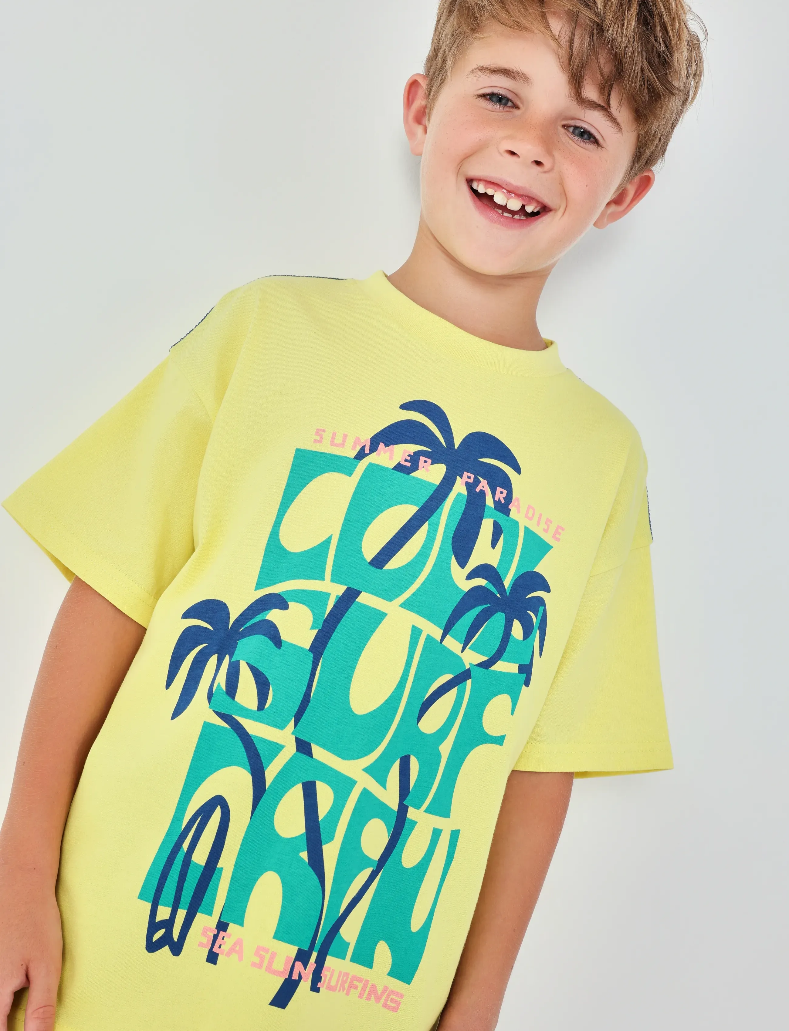 Boboli Knit t-Shirt for boy -BCI - Toppar & T-shirts - LEMONADE / yellow