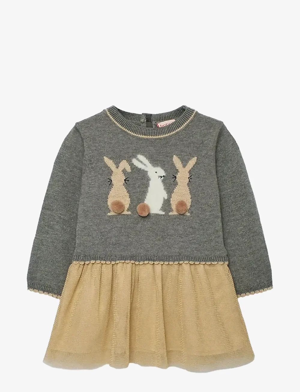 Boboli - Knitwear combined dress - langärmelige babykleider - grey - 0