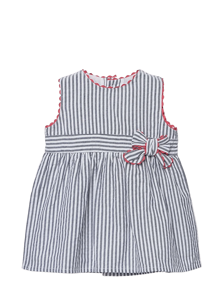 Boboli - Poplin dress striped for baby -BCI - robes pour bébés sans manches - stripes - 0