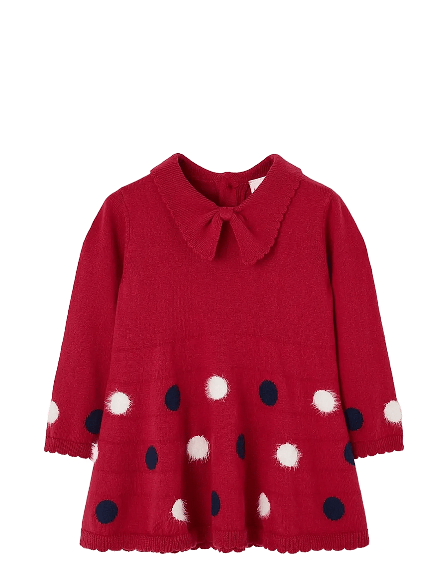 Boboli - Knitwear dress for girl -BCI - långärmade babyklänningar - bourgogne - 0