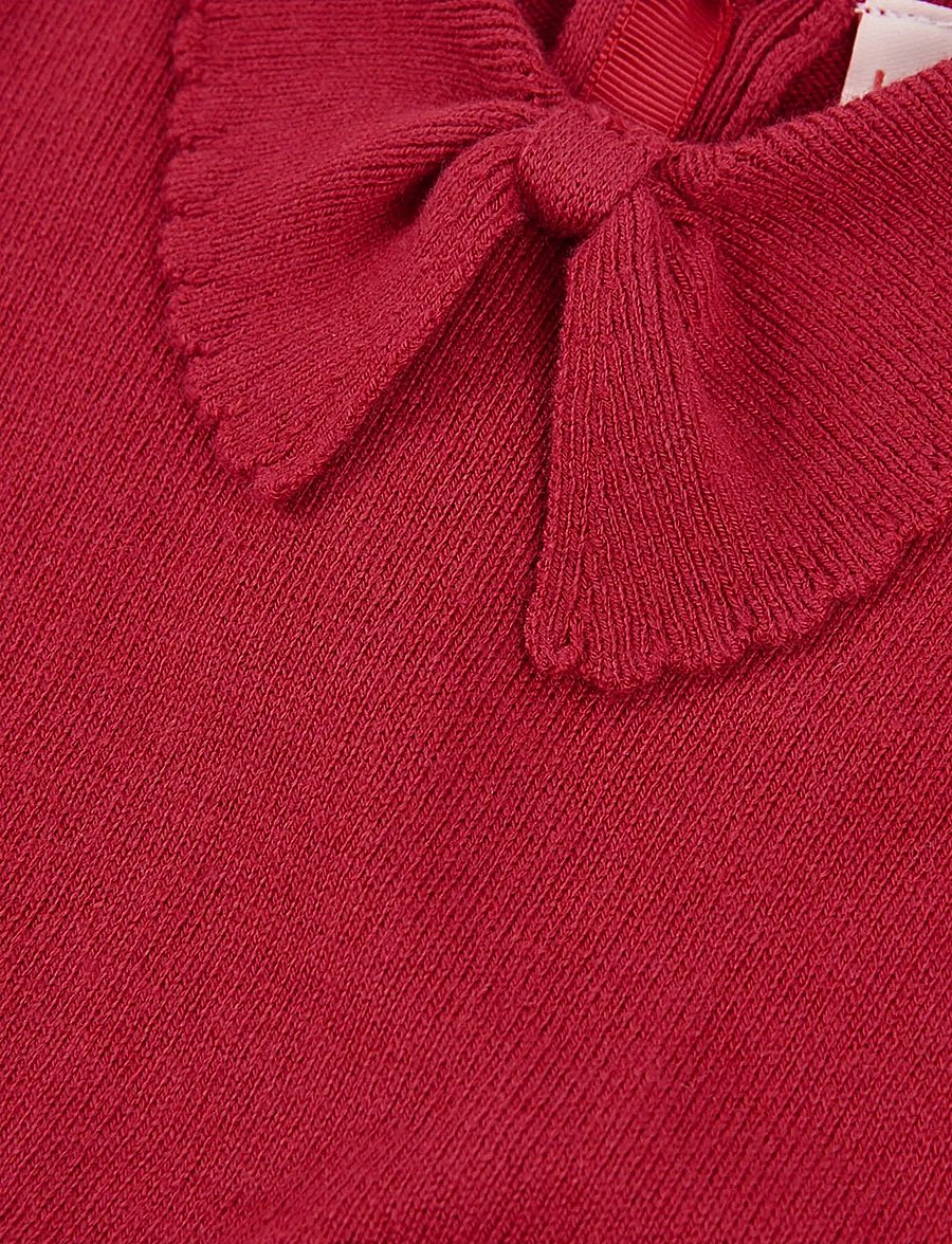 Boboli - Knitwear dress for girl -BCI - långärmade babyklänningar - bourgogne - 2