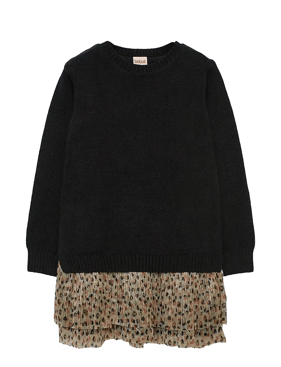 Boboli - Knitwear dress - casual jurken met lange mouwen - black - 0