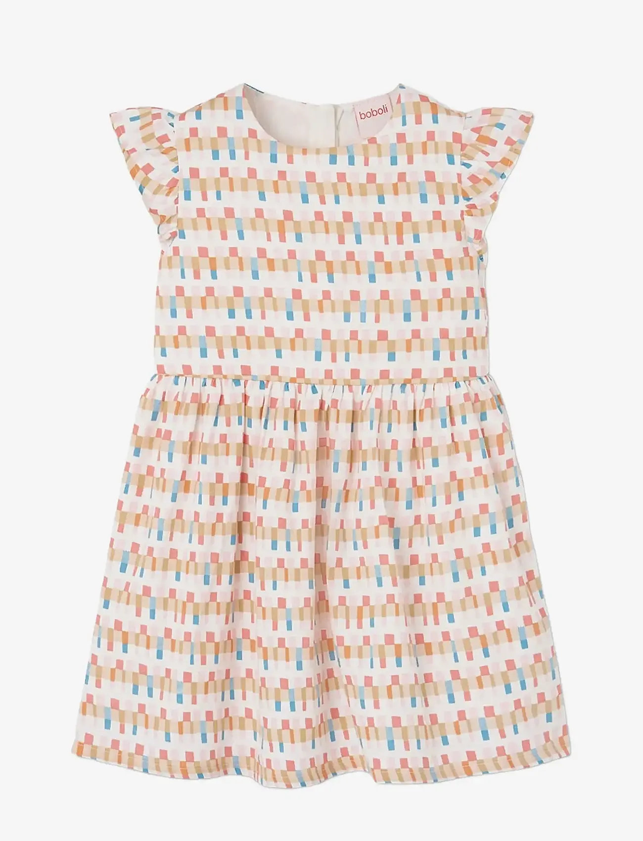 Boboli - Satin dress "friezes" for girl -BCI - short-sleeved baby dresses - print - 1