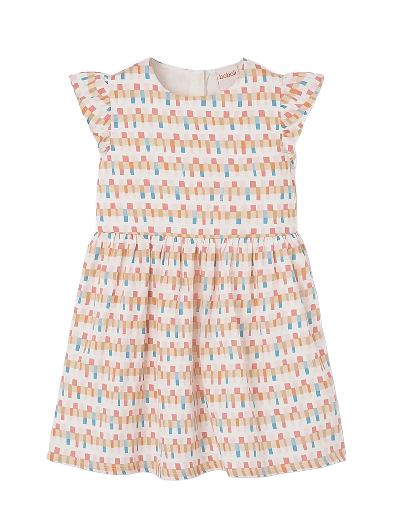 Boboli - Satin dress "friezes" for girl -BCI - short-sleeved baby dresses - print - 1