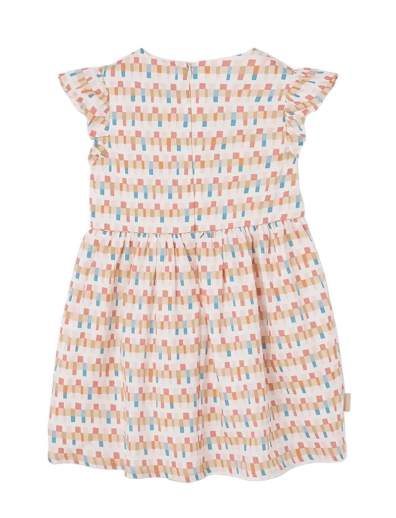 Boboli - Satin dress "friezes" for girl -BCI - short-sleeved baby dresses - print - 2