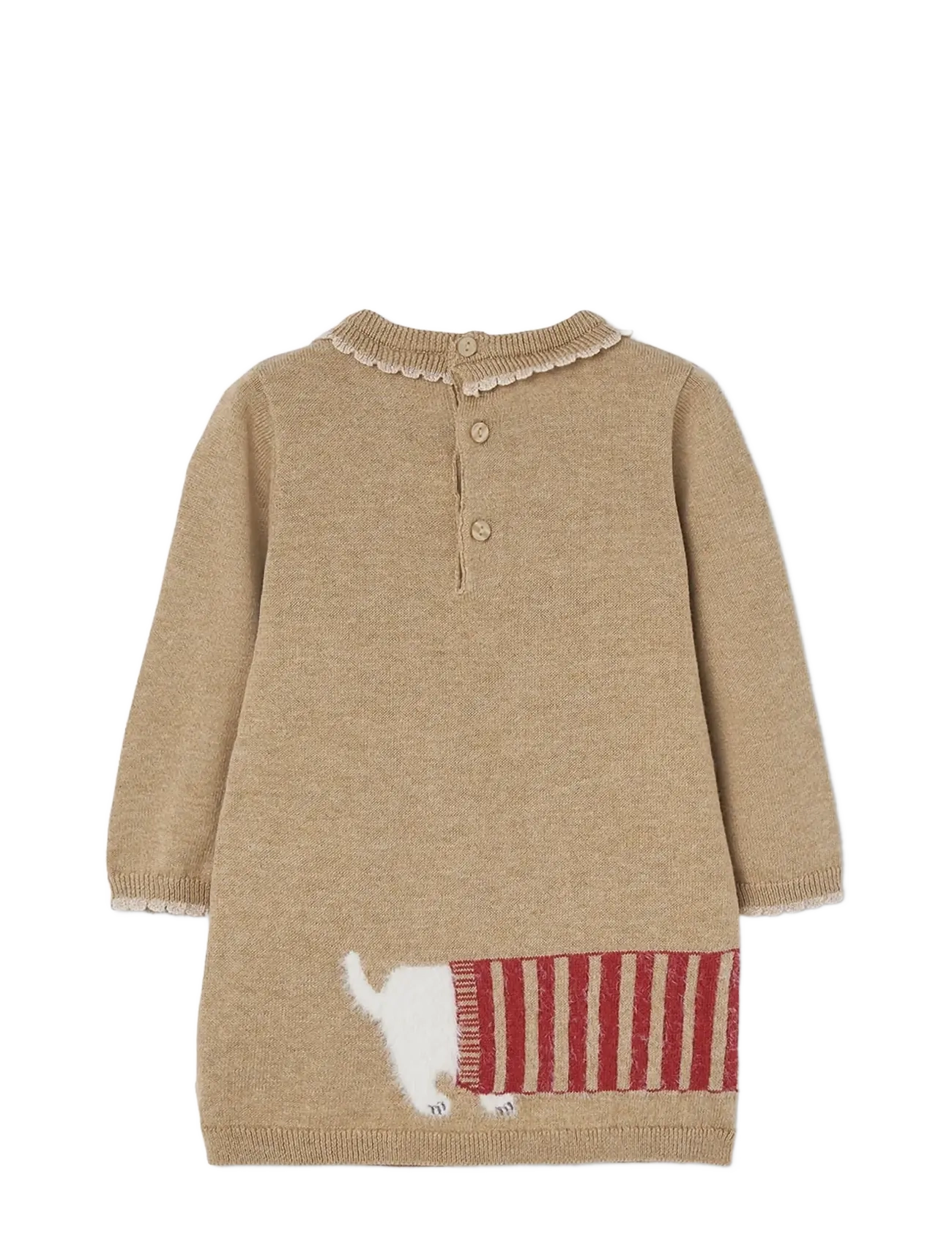 Boboli - Knitwear dress for girl -BCI - langærmede babykjoler - beige - 1