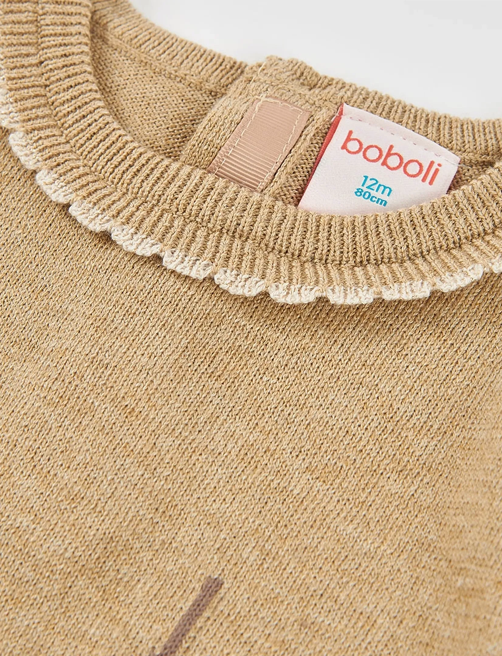 Boboli - Knitwear dress for girl -BCI - langærmede babykjoler - beige - 2