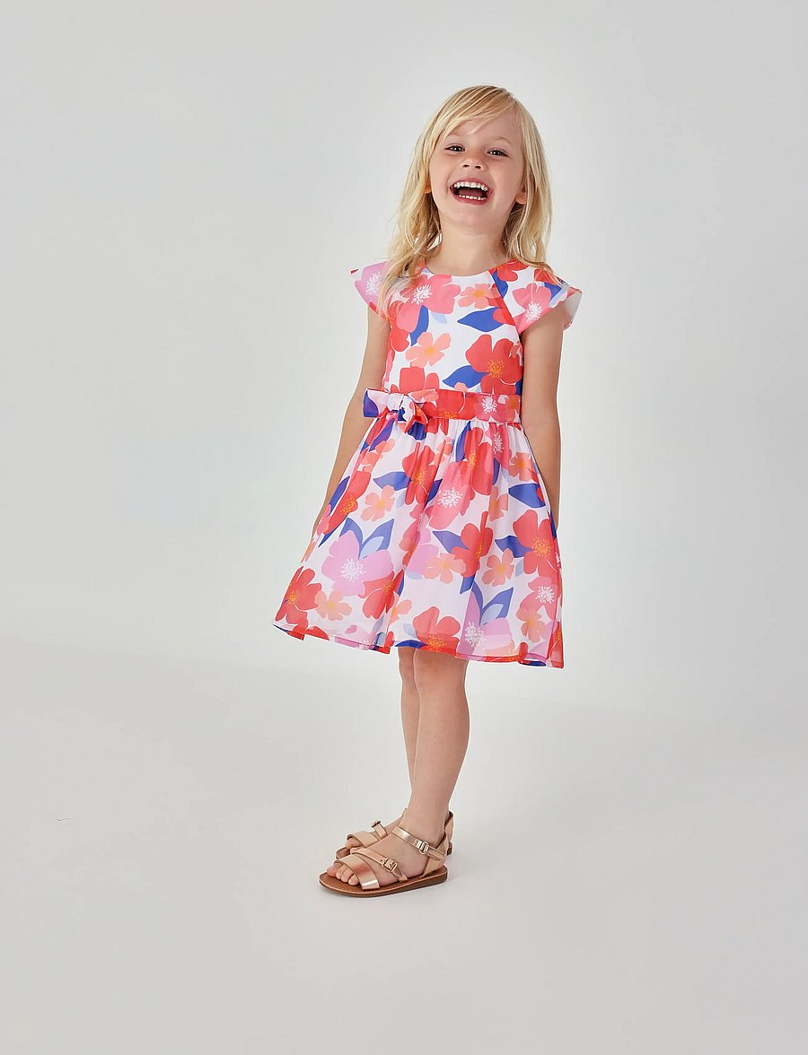Boboli - Chiffon dress floral for girl - robes pour bébés à manches courtes - print - 0