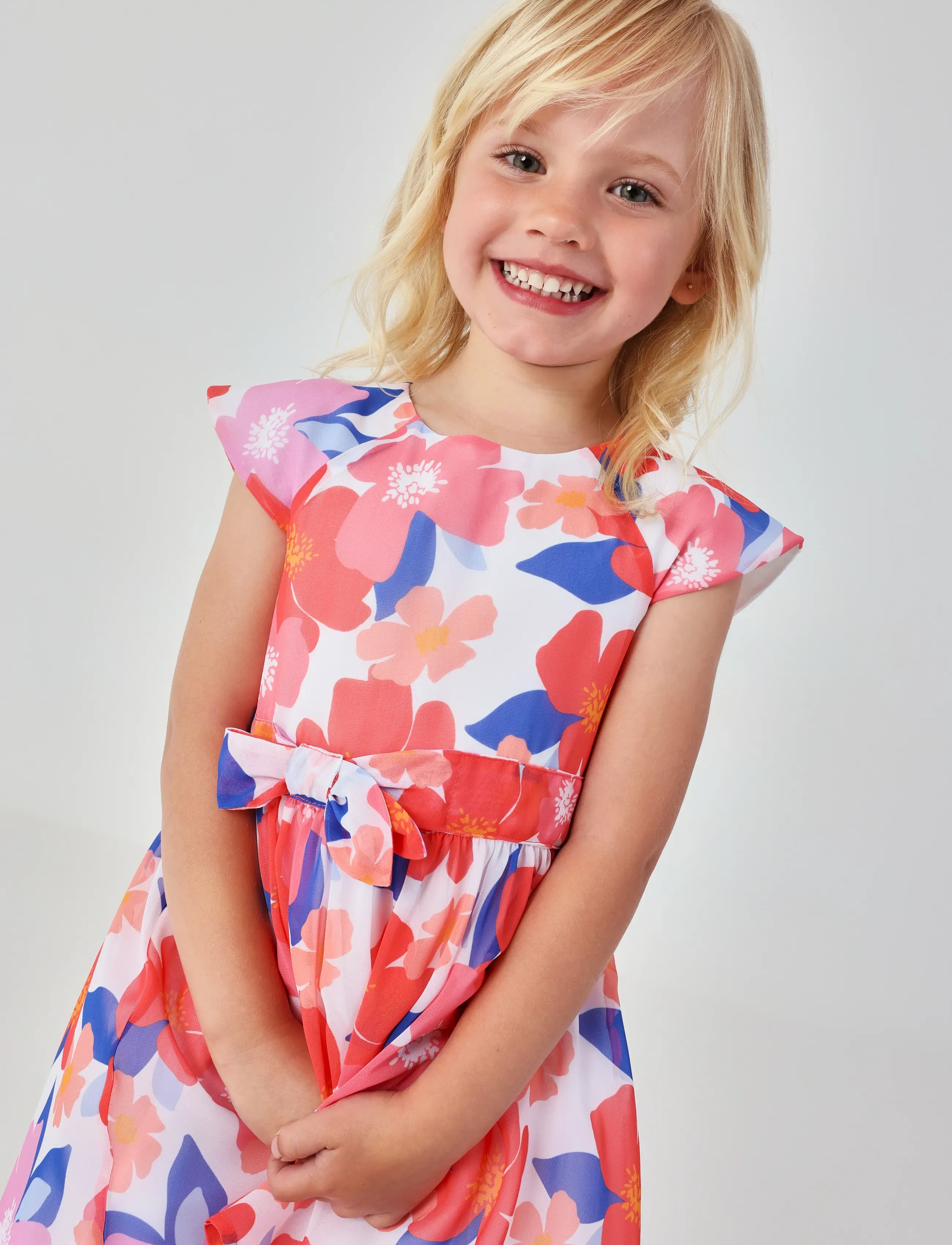 Boboli - Chiffon dress floral for girl - robes pour bébés à manches courtes - print - 3