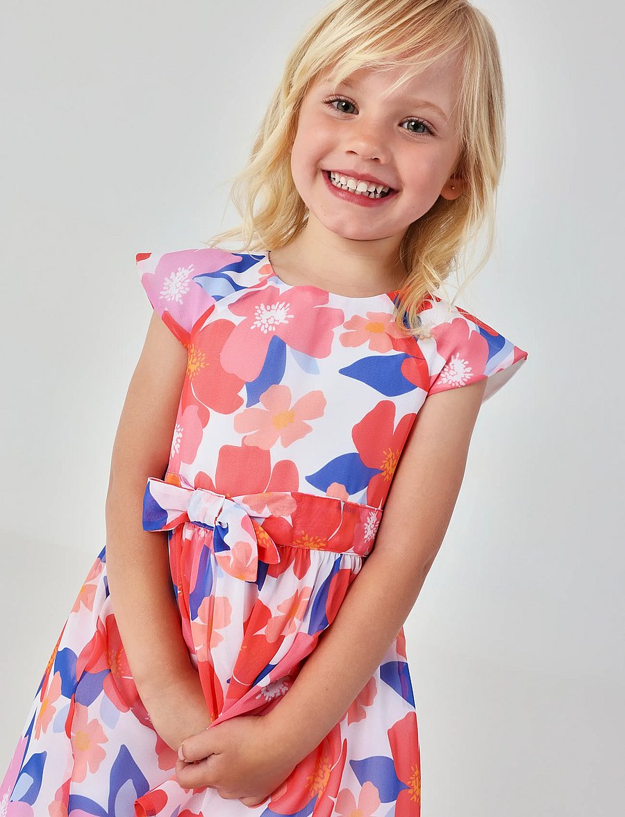 Boboli - Chiffon dress floral for girl - robes pour bébés à manches courtes - print - 3