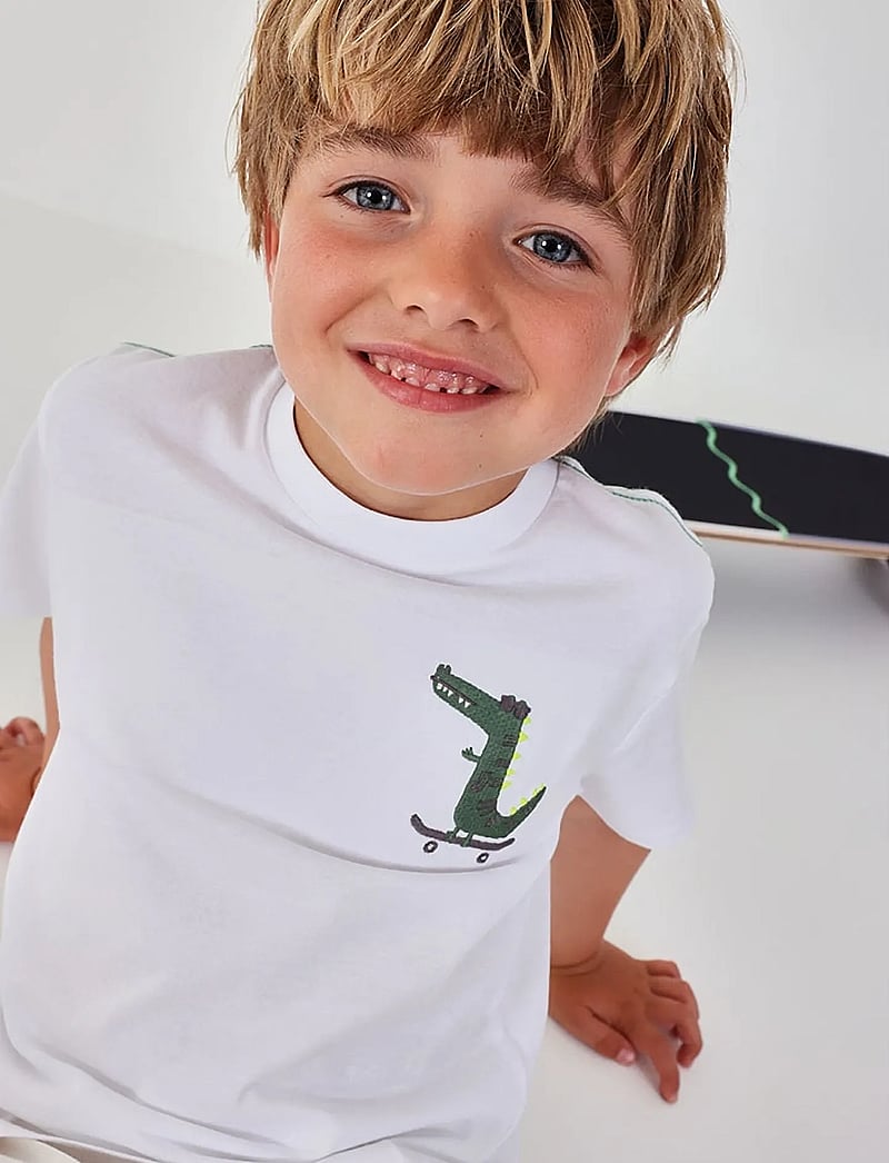 Boboli - Knit t-Shirt for boy -BCI - lühikeste varrukatega t-särgid - white - 0