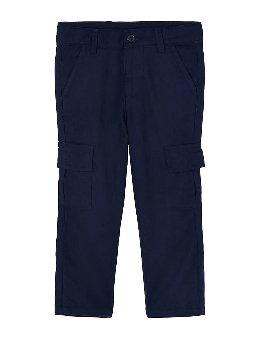 Boboli - Linen trousers for boy -BCI - pantalon pour bébé - navy - 0