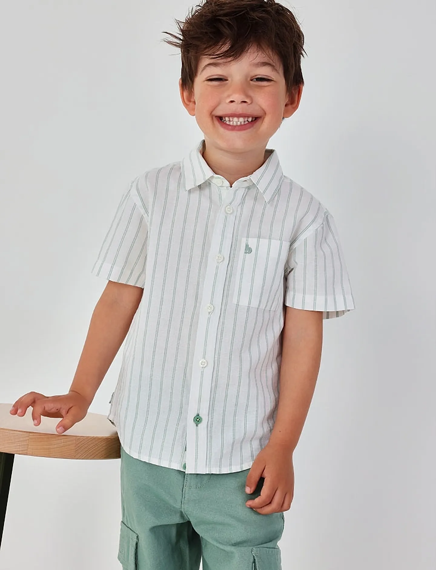 Boboli - Shirt linen striped for boy -BCI - lühikeste varrukatega särgid - stripes - 3