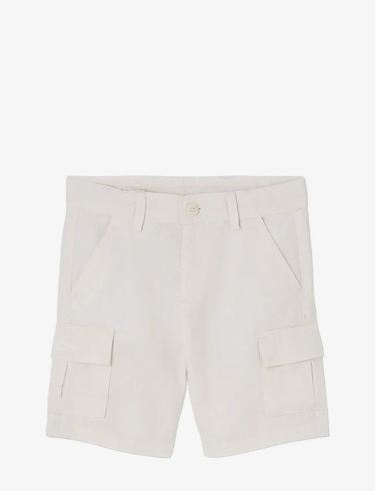 Boboli - Linen bermuda shorts for boy -BCI - cargo shorts - white - 0