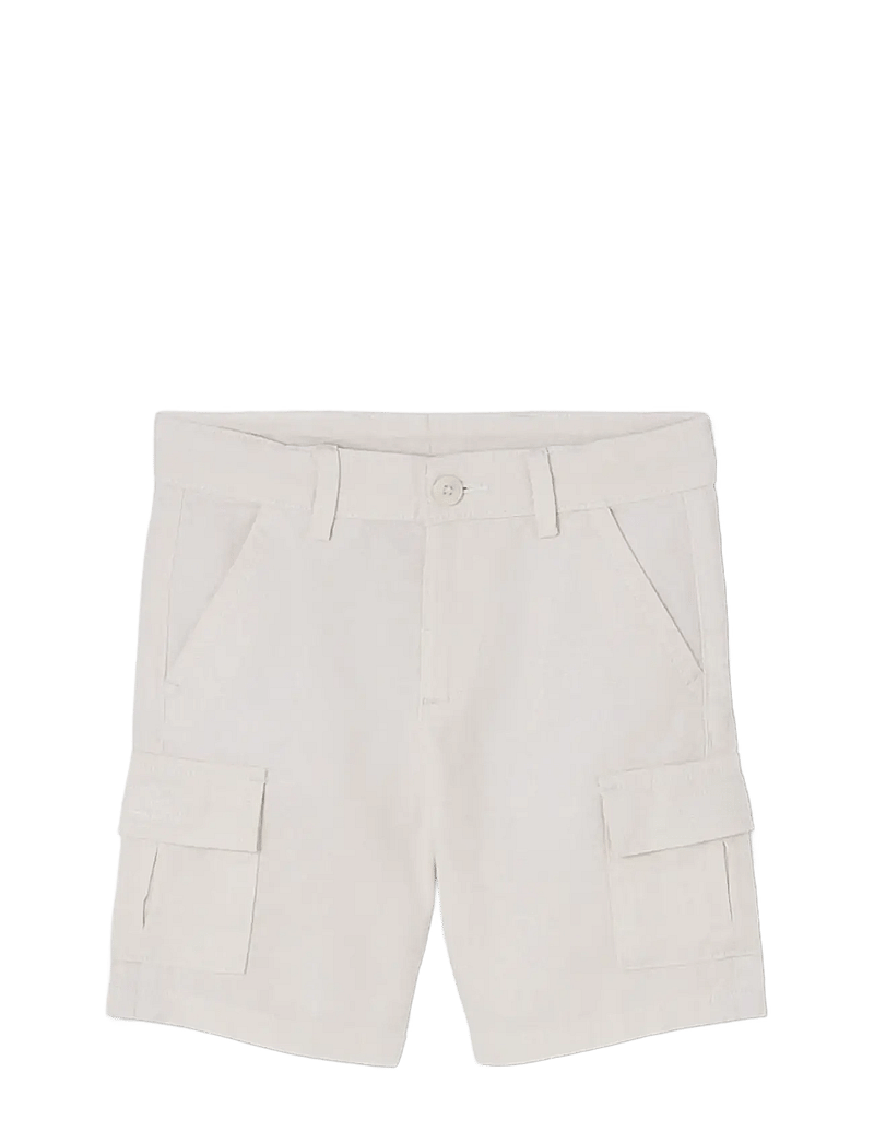 Boboli - Linen bermuda shorts for boy -BCI - cargo shorts - white - 0