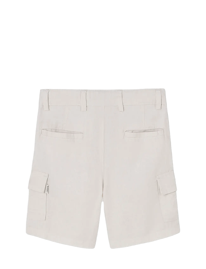 Boboli - Linen bermuda shorts for boy -BCI - cargo shorts - white - 1