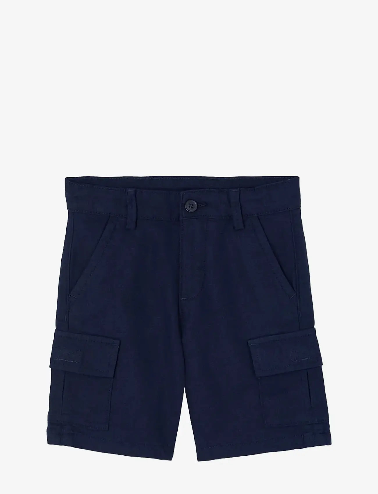 Boboli - Linen bermuda shorts for boy -BCI - cargo shorts - navy - 1