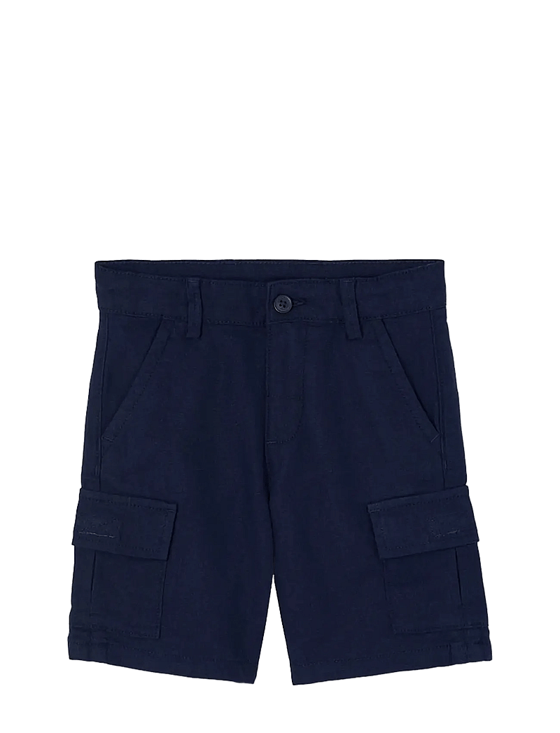 Boboli - Linen bermuda shorts for boy -BCI - cargo shorts - navy - 1