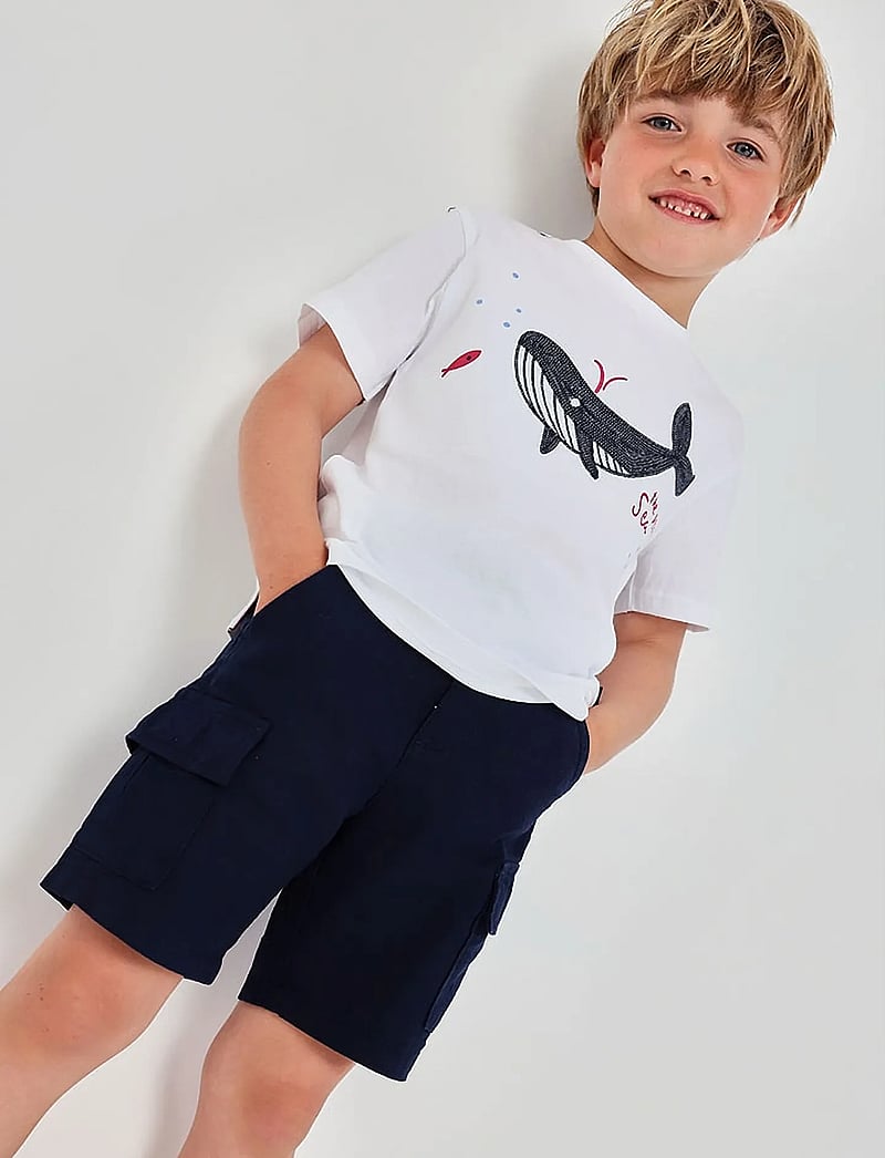 Boboli - Linen bermuda shorts for boy -BCI - cargo shorts - navy - 0