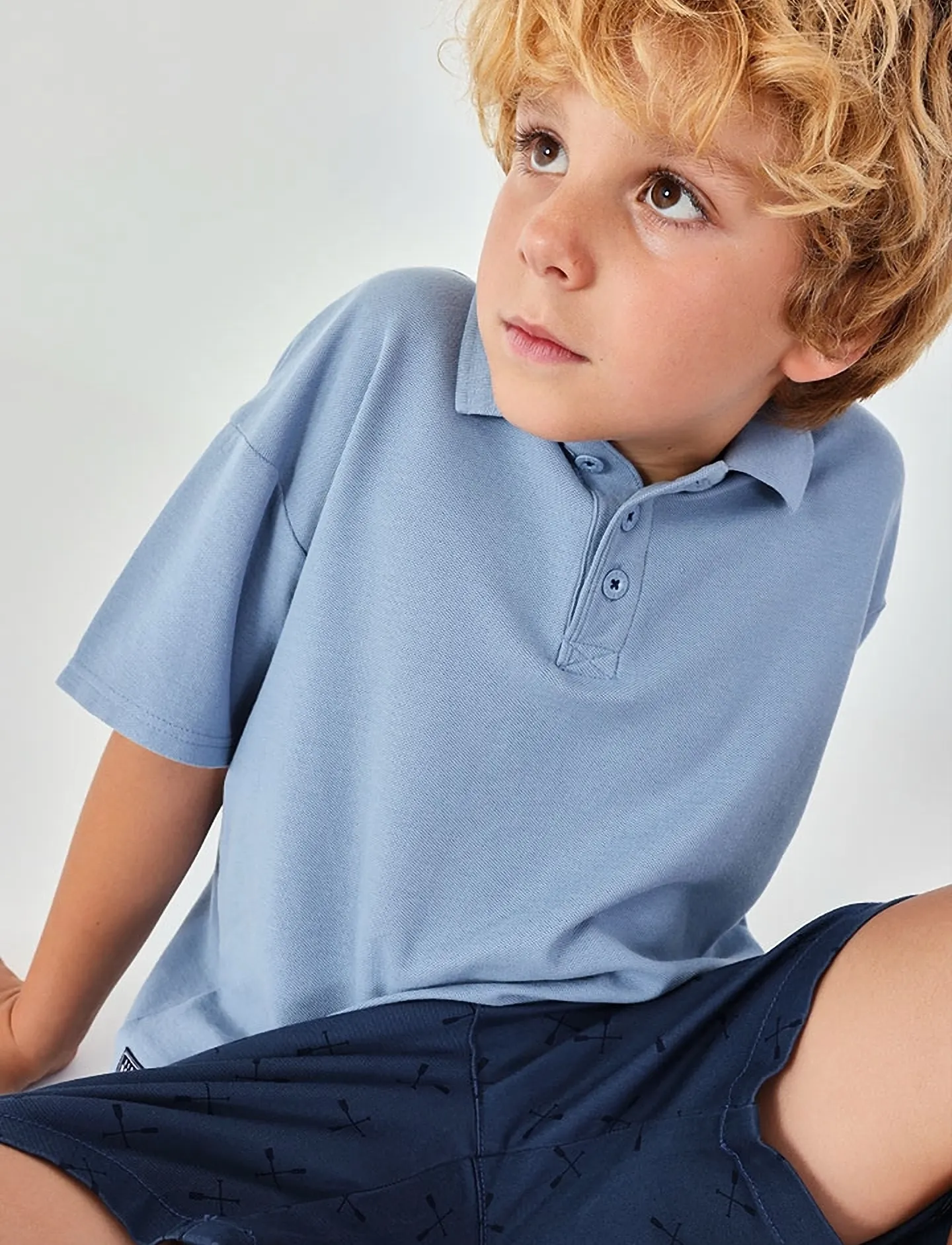 Boboli - Pique polo dye for boy -BCI - short-sleeved polos - indigo - 3
