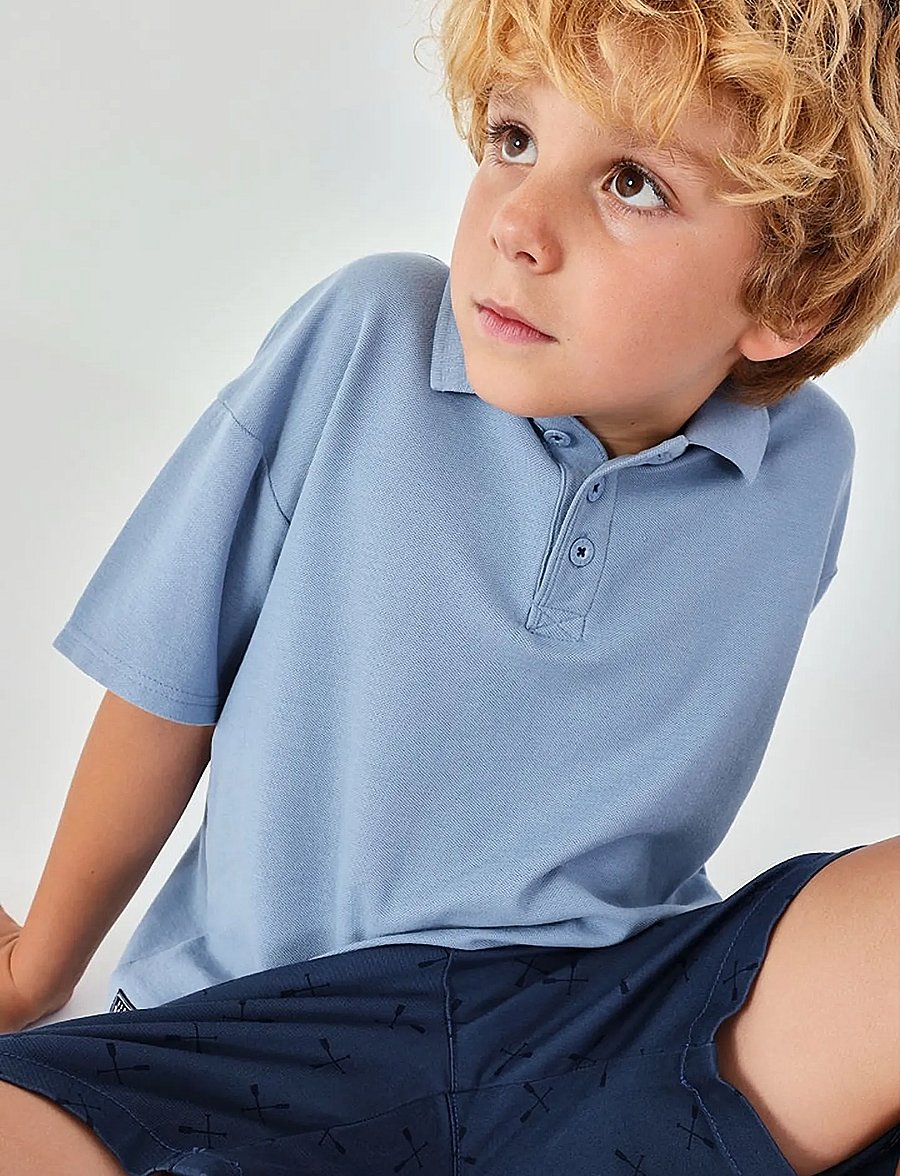 Boboli - Pique polo dye for boy -BCI - kurzärmelig - indigo - 3