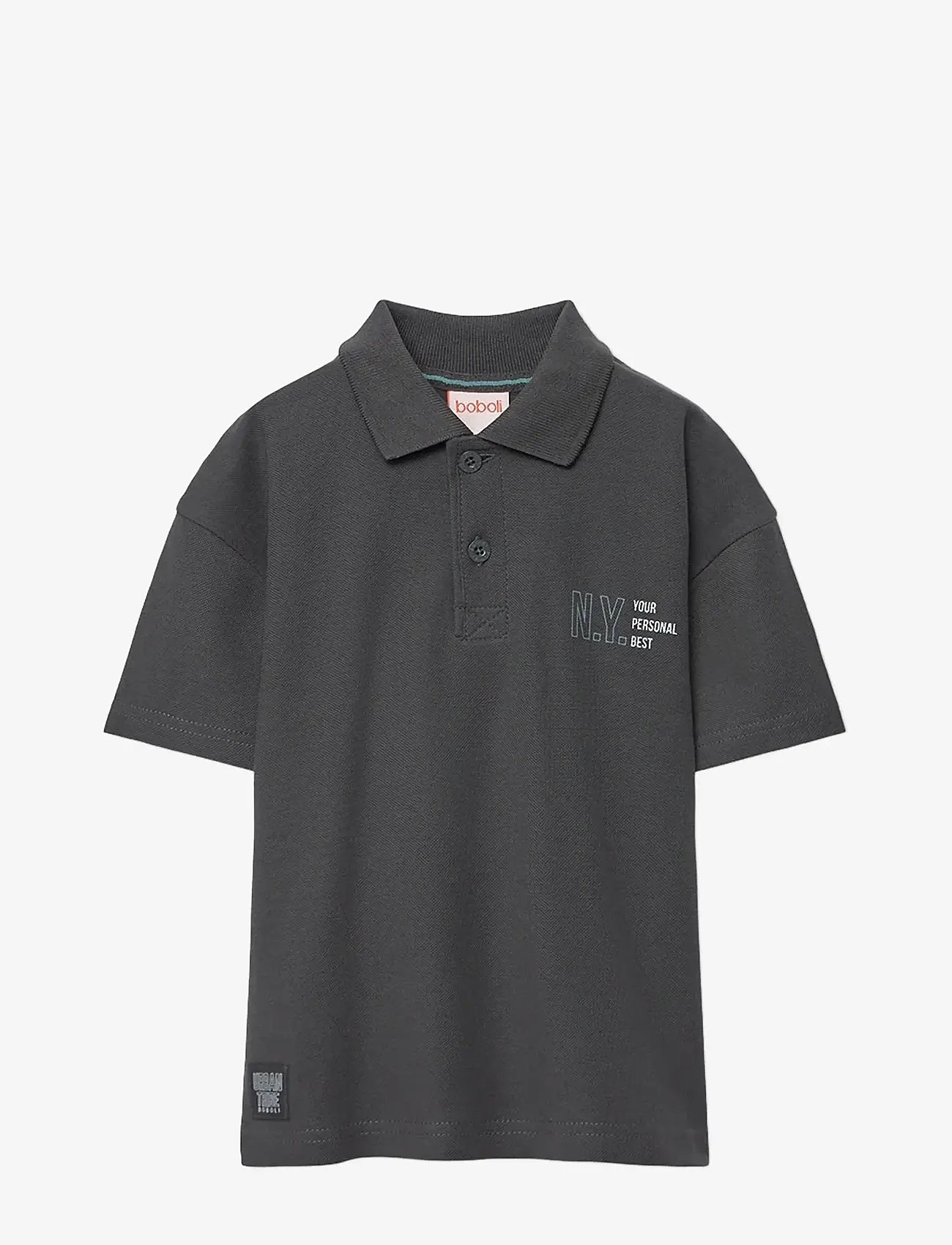 Boboli - Knit polo for boy -BCI - kurzärmelig - anthracite - 1
