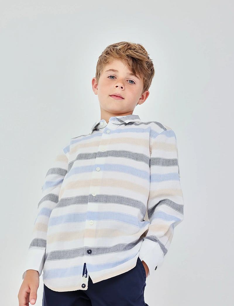 Boboli - Shirt linen striped for boy -BCI - langärmlige hemden - stripes - 0