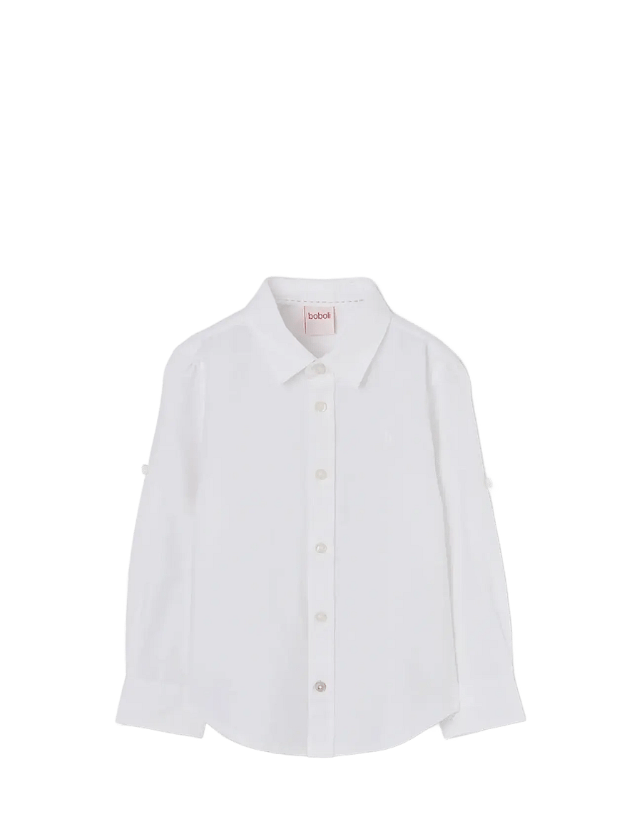 Boboli - Linen shirt long sleeves for boy -BCI - pikkade varrukatega särgid - white - 1