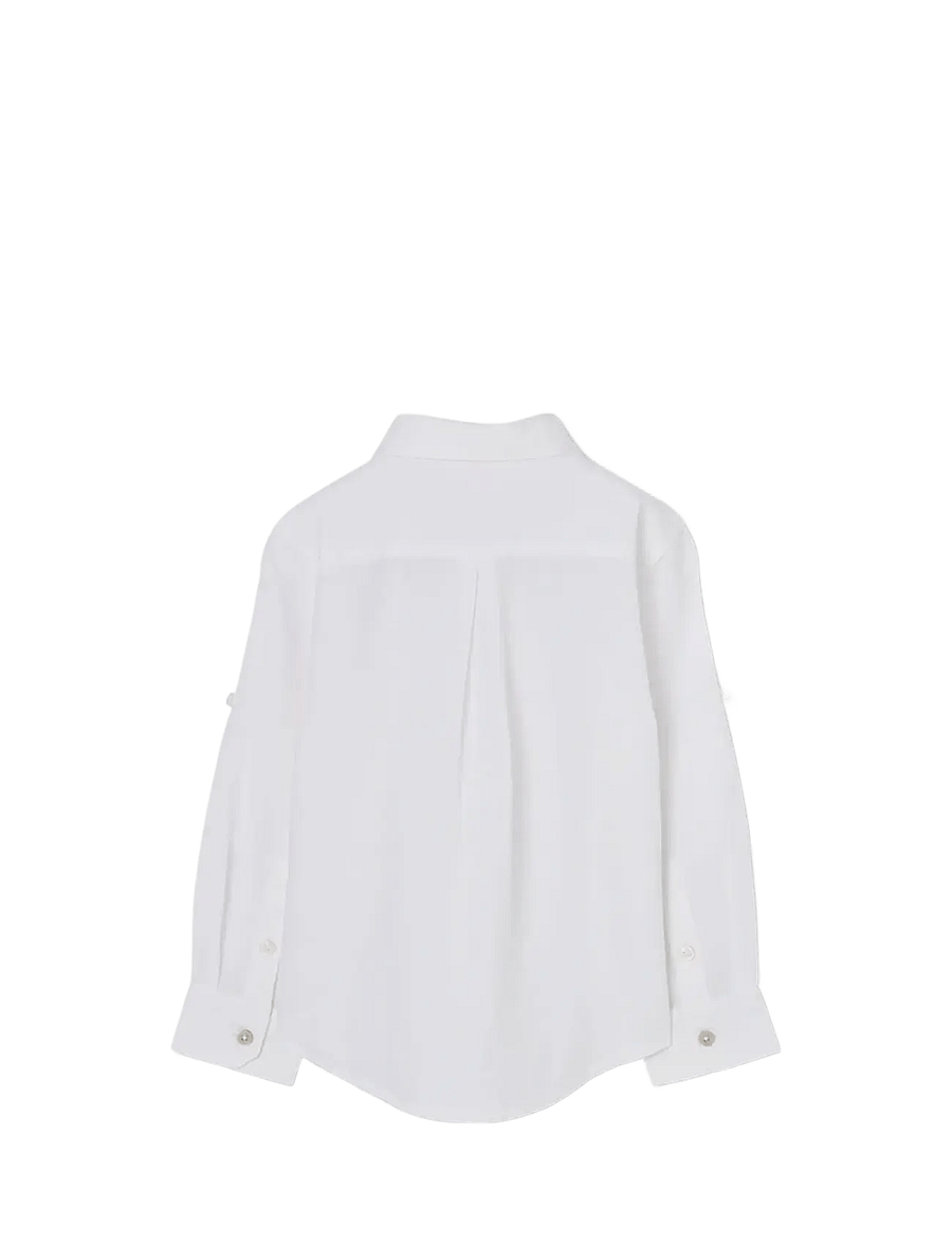 Boboli - Linen shirt long sleeves for boy -BCI - pikkade varrukatega särgid - white - 2