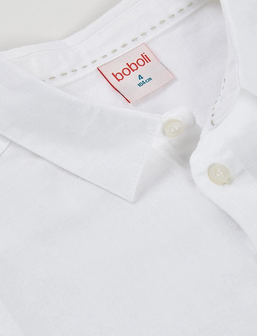 Boboli - Linen shirt long sleeves for boy -BCI - pikkade varrukatega särgid - white - 4