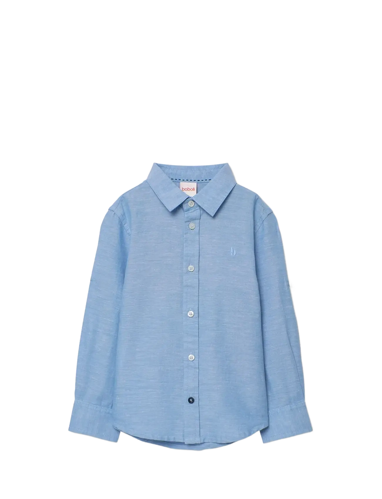 Boboli Linen shirt long sleeves for boy -BCI - Kläder - SKY BLUE / blue