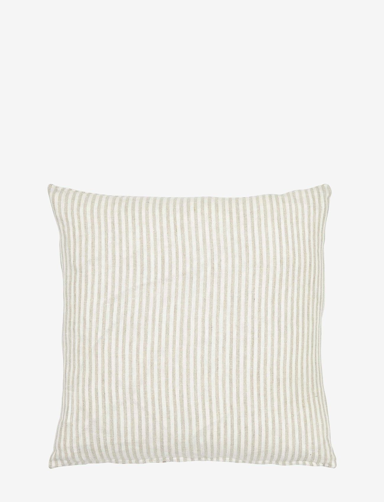 Boel & Jan - Rough linen stripe cushion cover - white - 0