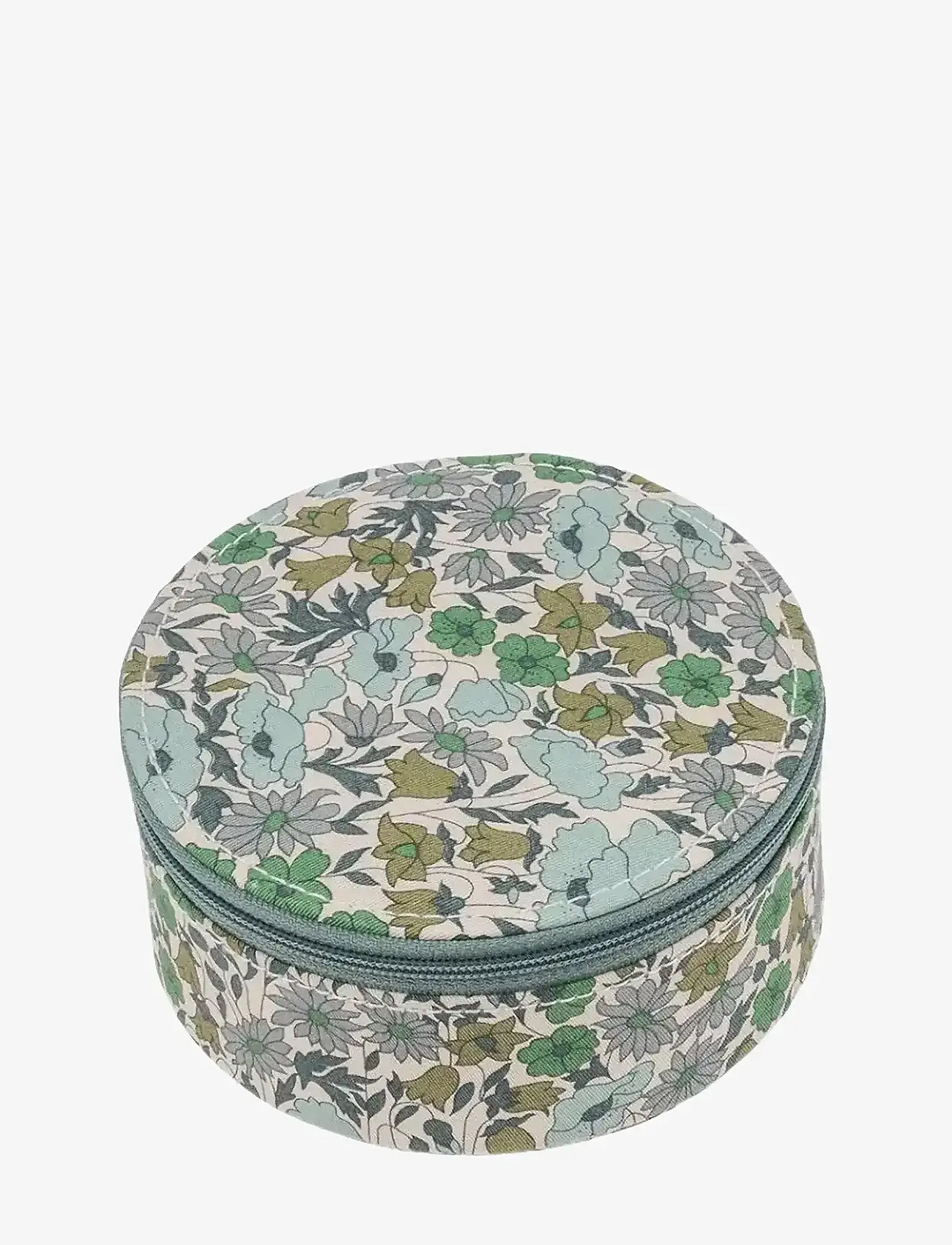 Bon Dep - Jewelry box round mw Liberty Poppy and Daisy Teal - smyckeskrin - green - 0