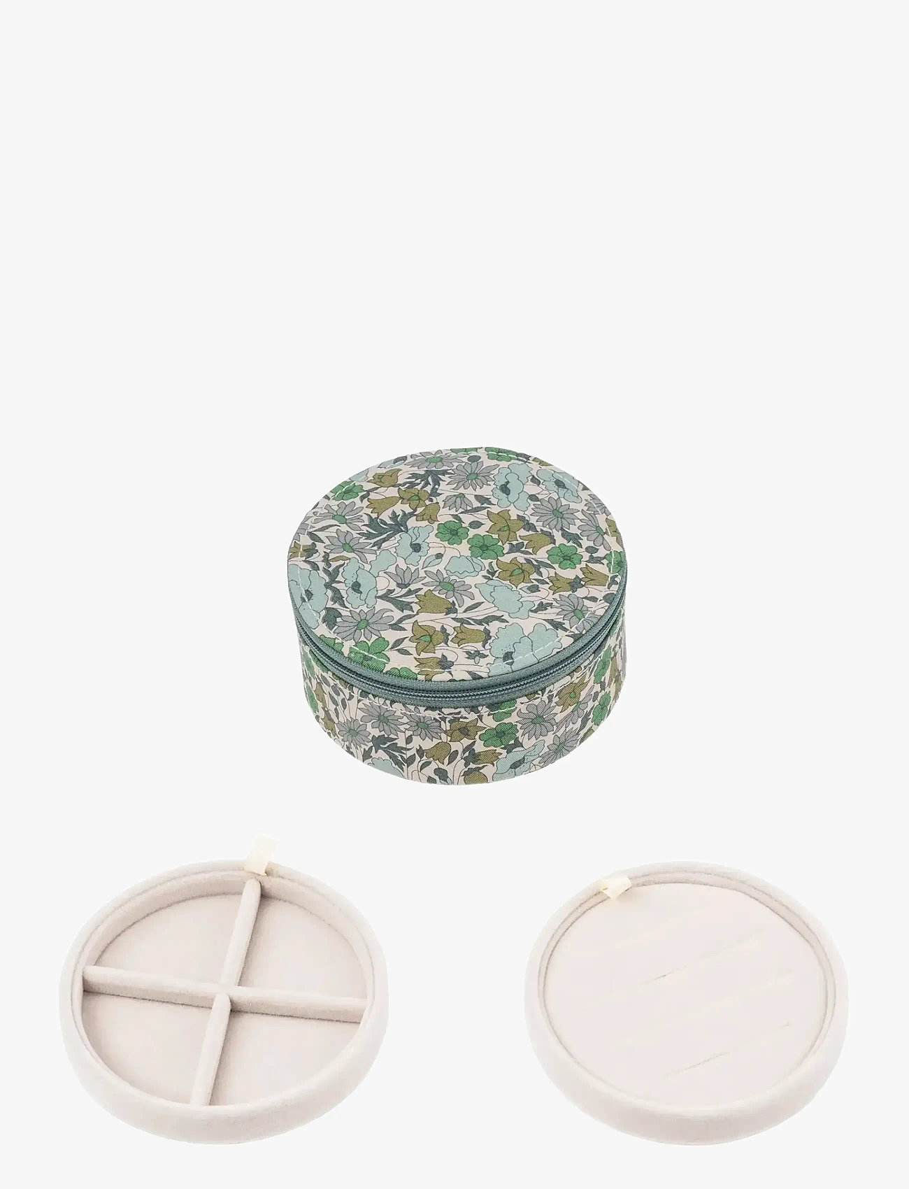 Bon Dep - Jewelry box round mw Liberty Poppy and Daisy Teal - smyckeskrin - green - 1