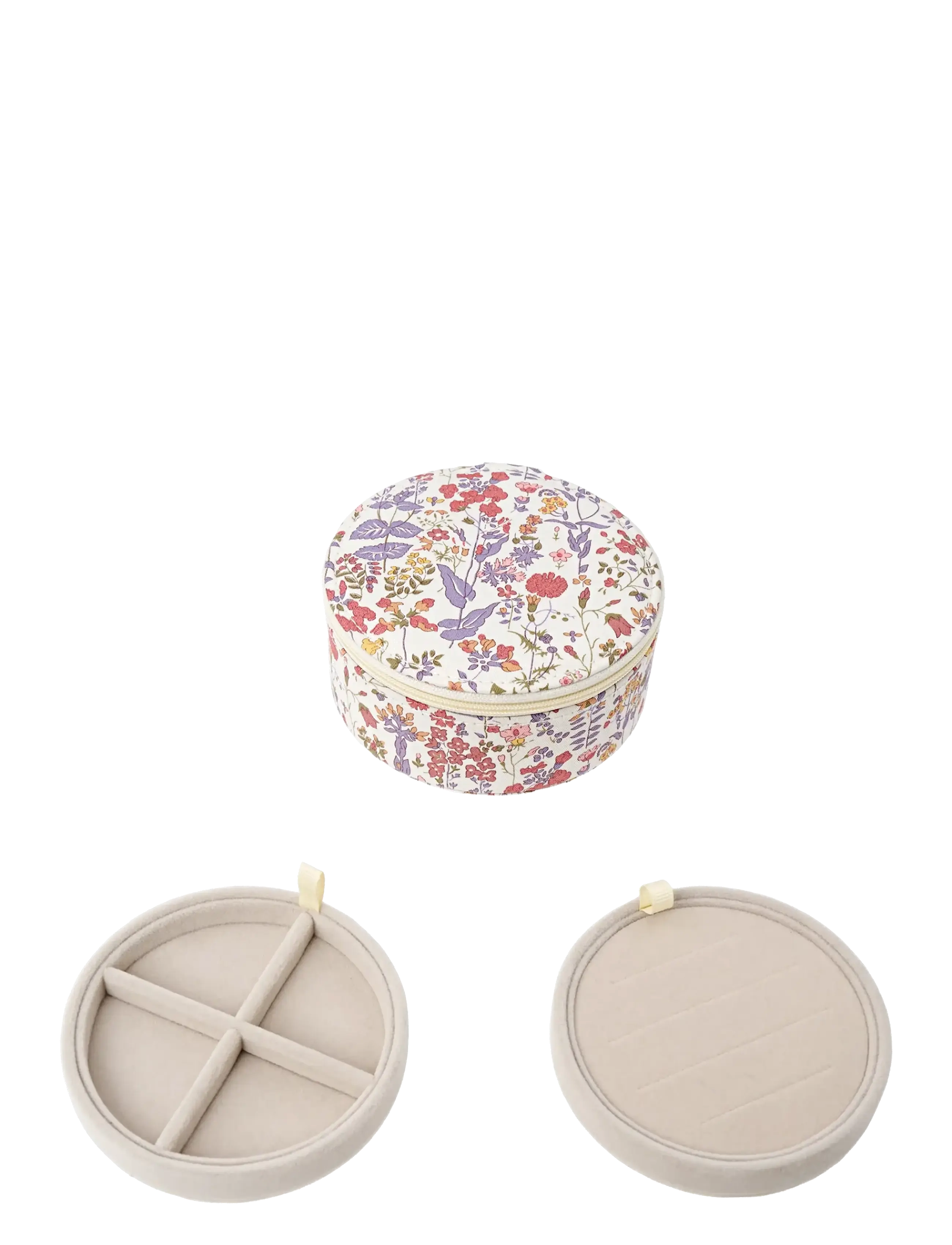 Bon Dep - Jewelry box round mw Liberty Field Flowers - smyckeskrin - pink - 1