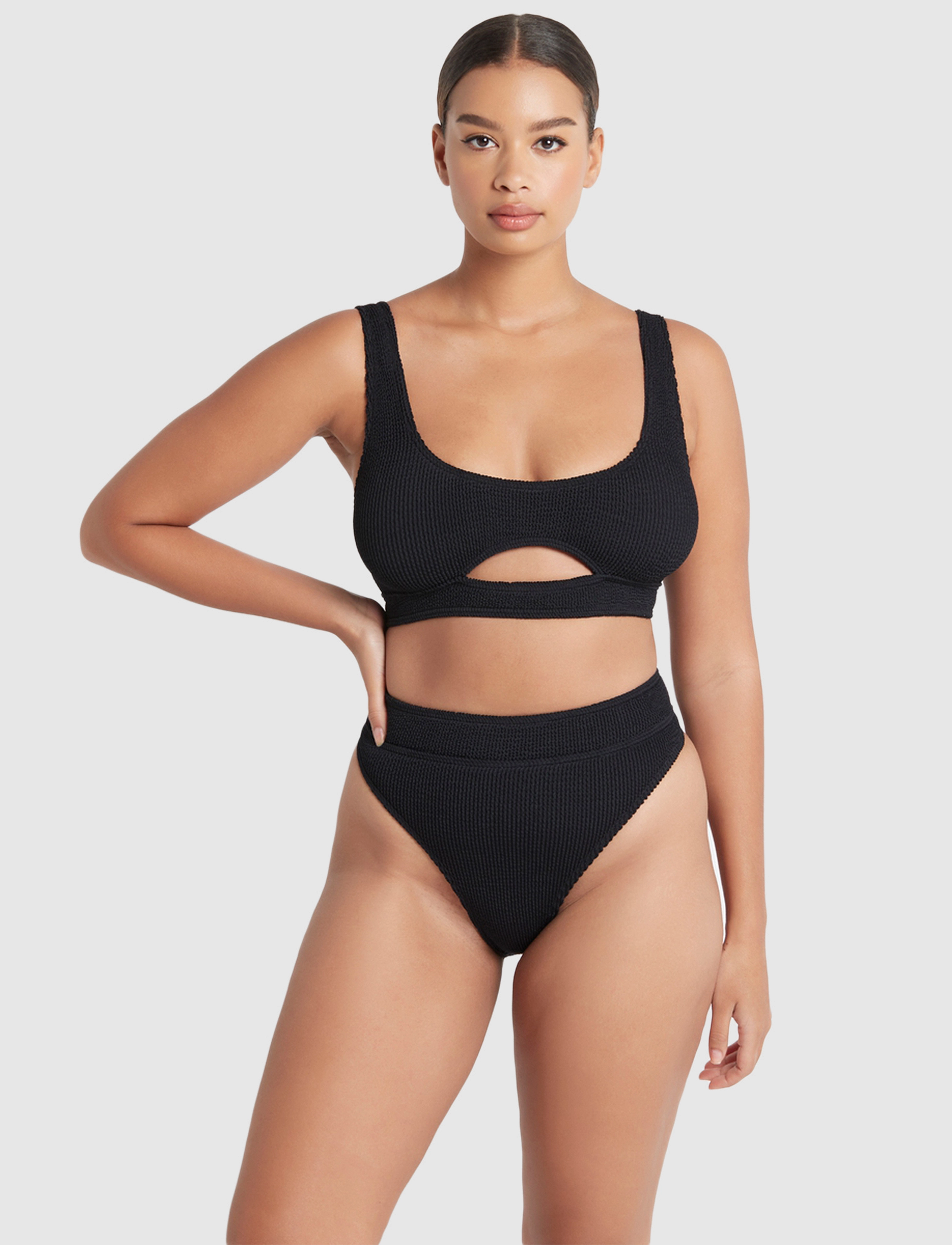 Bond-Eye Sasha Crop Khaki Eco, One Size, Black, Bikinitoppe > Bandeau-Bikinitoppe, Dame
