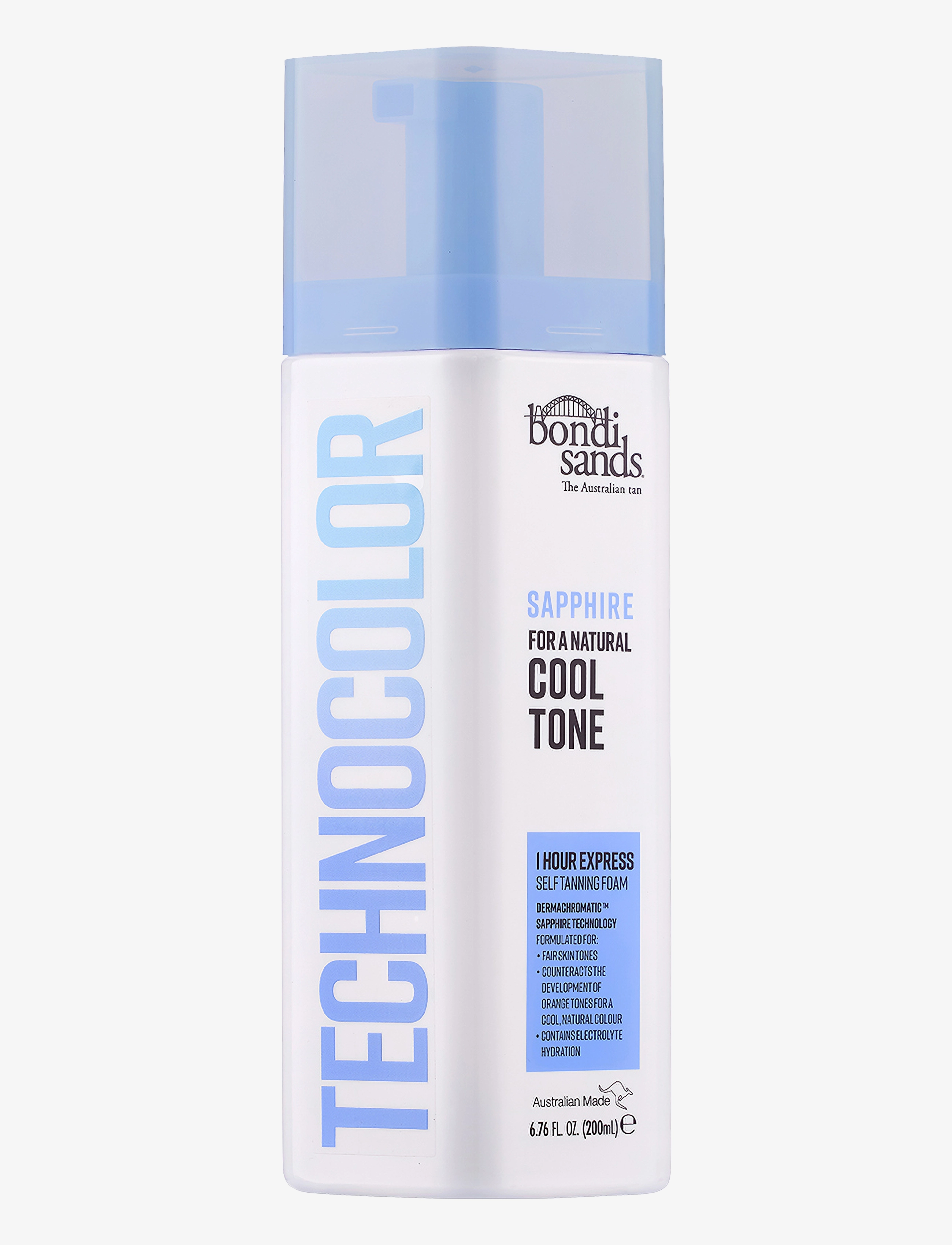 Bondi Sands Technocolor 1 Hour Express Self Tanning Foam Sapphire (Cool Tone), 200 ml, Nude, Hudpleje > Selvbruner, Dame