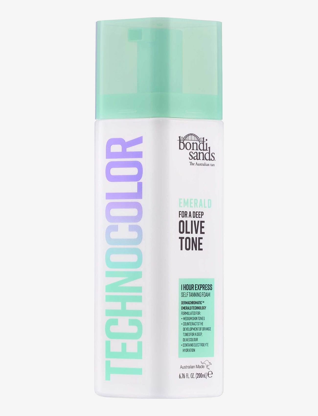 Bondi Sands Technocolor 1 Hour Express Self Tanning Foam Emerald (Olive Tone) - Brúnkuvörur - 02 EMERALD (OLIVE TONE) / clear