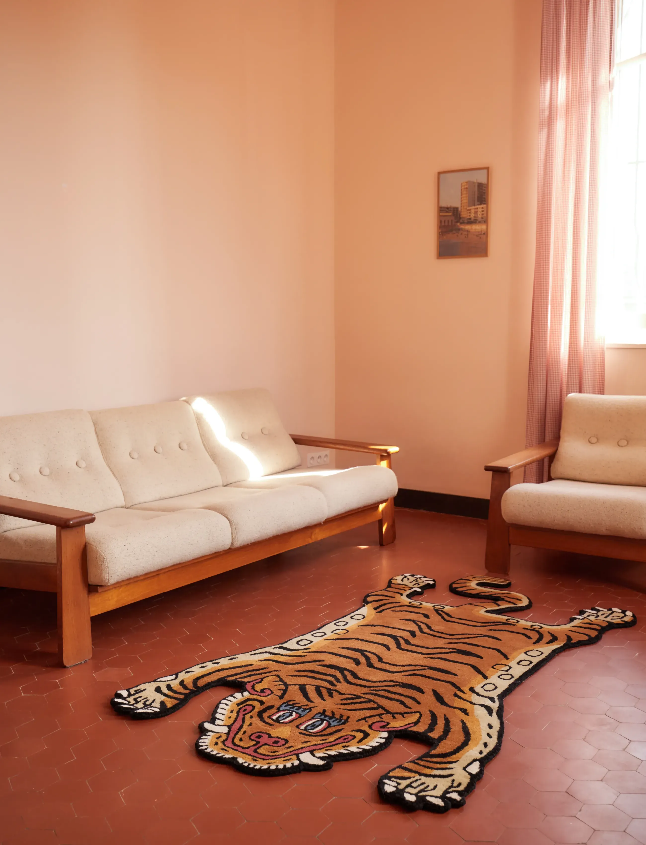 Bongusta Tiger Rug Large, 190X115 cm, Multi/patterned, Tæpper > Uldtæpper, Unisex