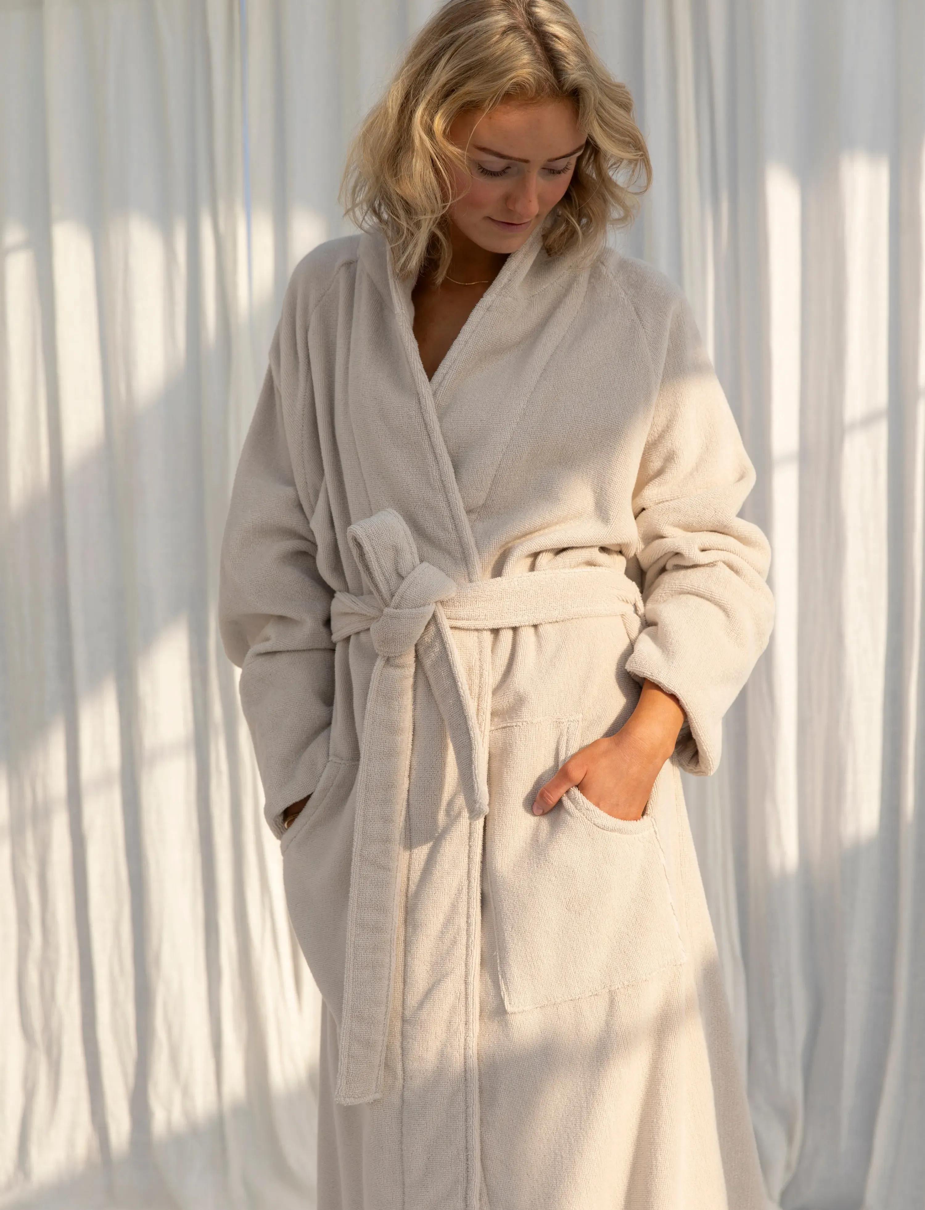 Bongusta - Naram Bathrobe - köp efter pris - moonbeam - 2