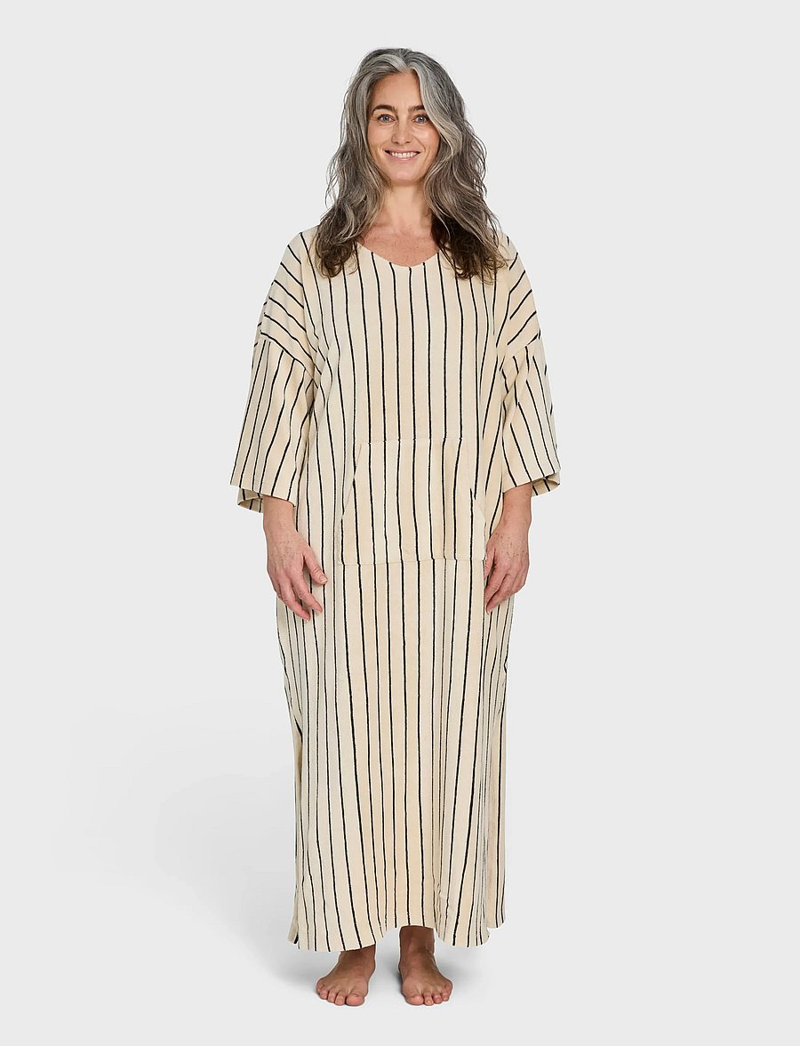 Bongusta - Naram Kaftan Dress - vardagsstil - creme & ink - 0