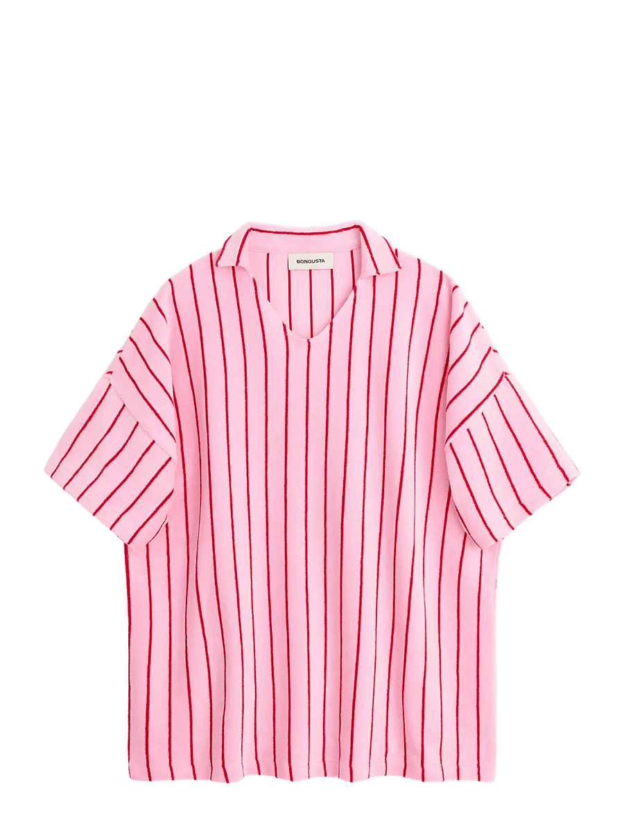 Bongusta - Naram Collar Tee - poloshirts - baby pink & ski patrol - 1