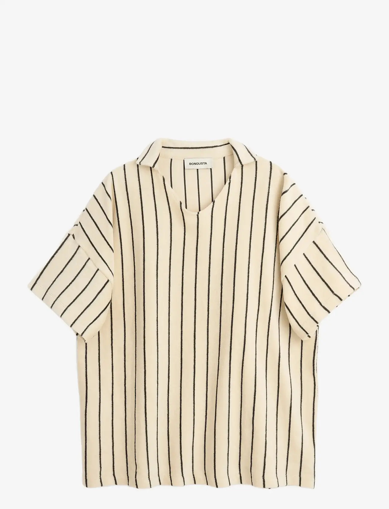 Bongusta - Naram Collar Tee - poloshirts - creme & ink - 1